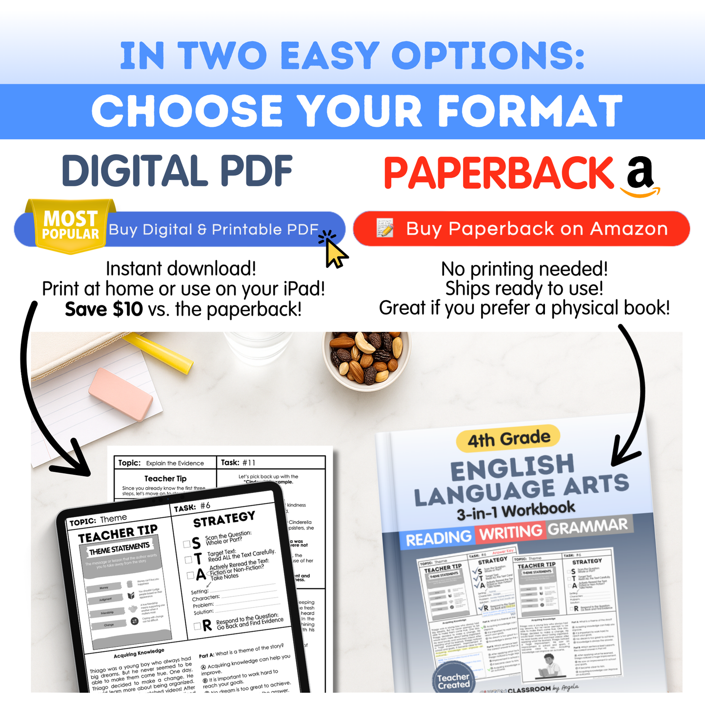 4th Grade Reading, Writing & Grammar Bundle