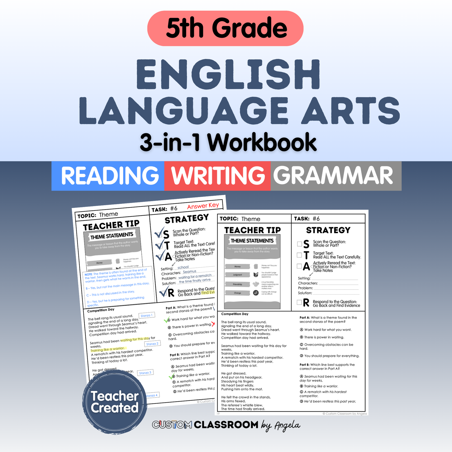 5th Grade Ultimate 3-in-1 ELA Workbook for Test Prep Success - Digital PDF
