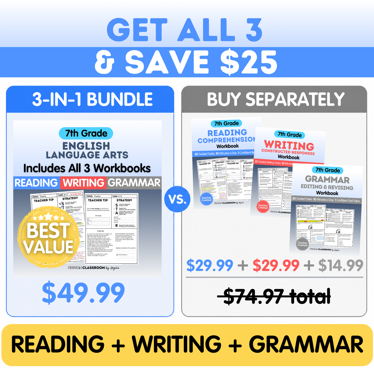 7th Grade Reading Comprehension Workbook