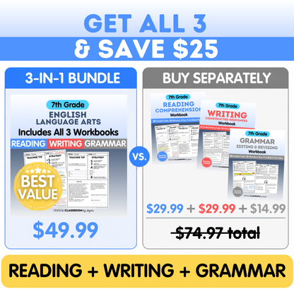 7th Grade Reading Comprehension Workbook