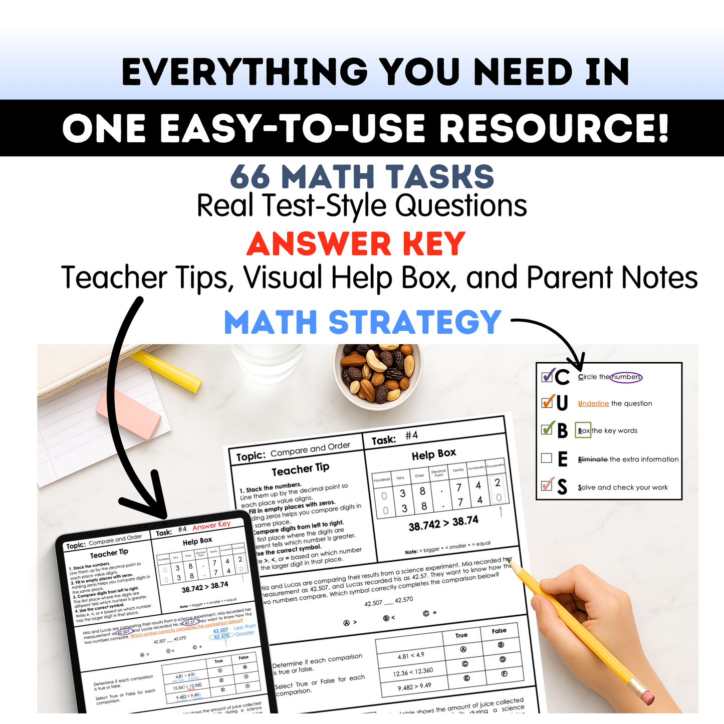 5th Grade Math Test Prep Workbook - Digital PDF