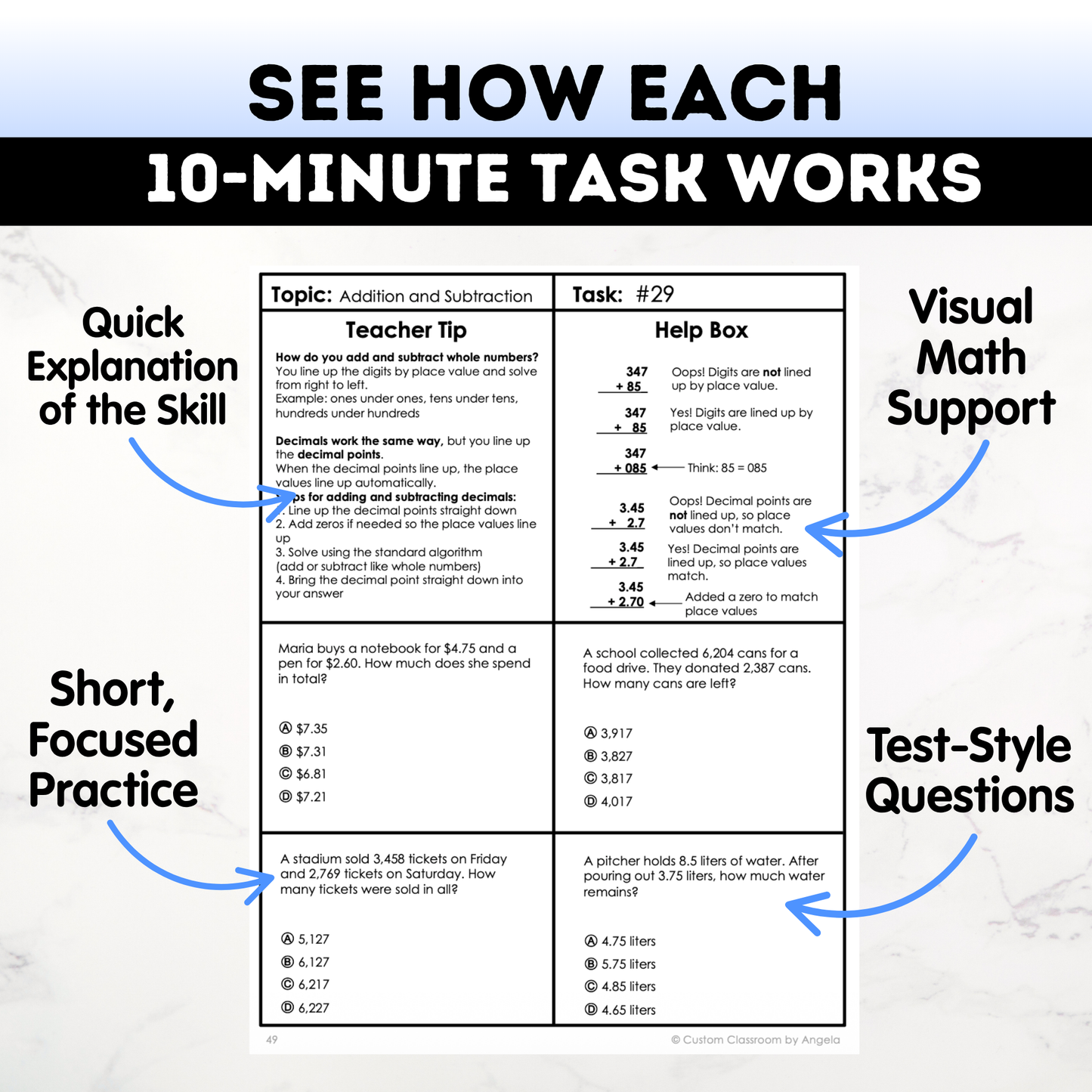 4th Grade Math Test Prep Workbook - Digital PDF