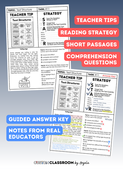 6th Grade Reading Comprehension Workbook - Digital PDF