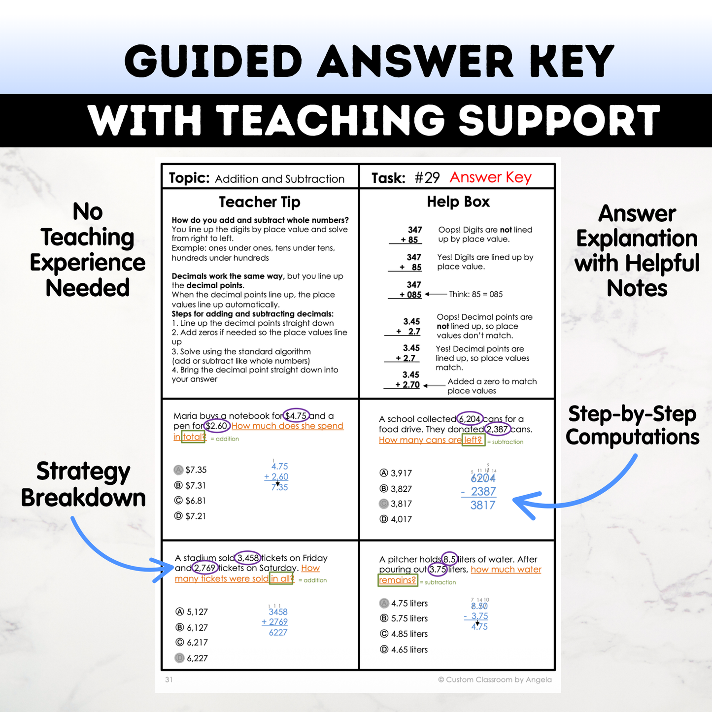 4th Grade Math Test Prep Workbook - Digital PDF