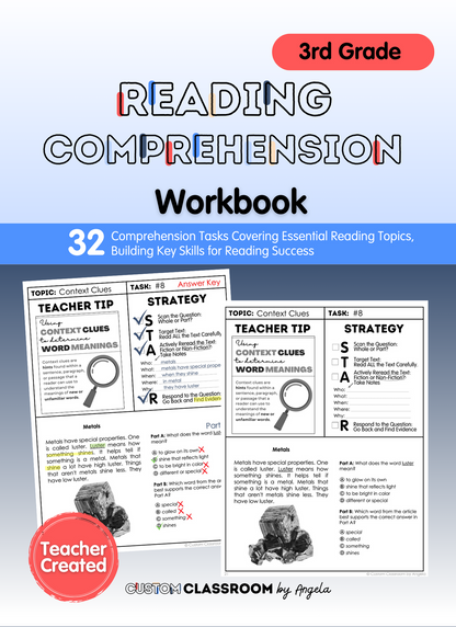 3rd Grade Reading Comprehension Workbook - Digital PDF