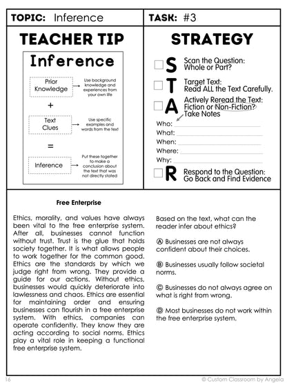 7th Grade Reading Comprehension Workbook - Digital PDF