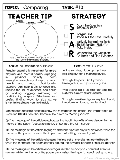 8th Grade Reading Comprehension Workbook - Digital PDF