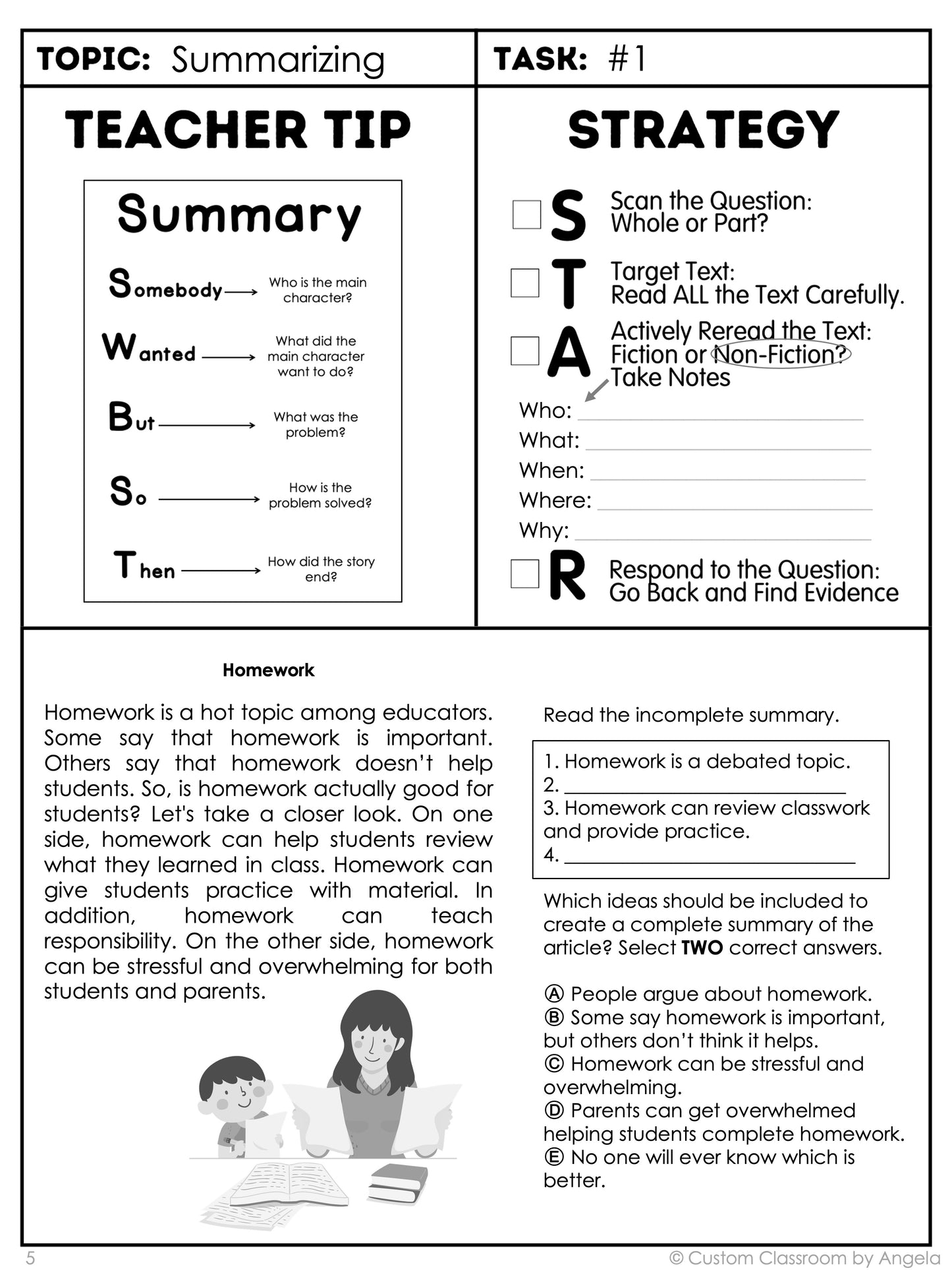 5th Grade Reading Comprehension Workbook - Digital PDF