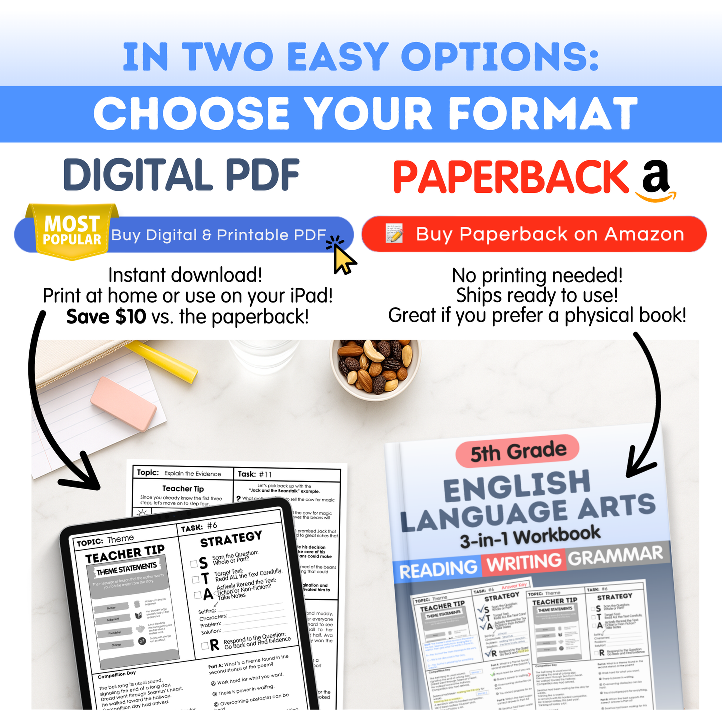 5th Grade Reading, Writing & Grammar Bundle