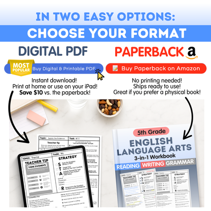 5th Grade Reading, Writing & Grammar Bundle