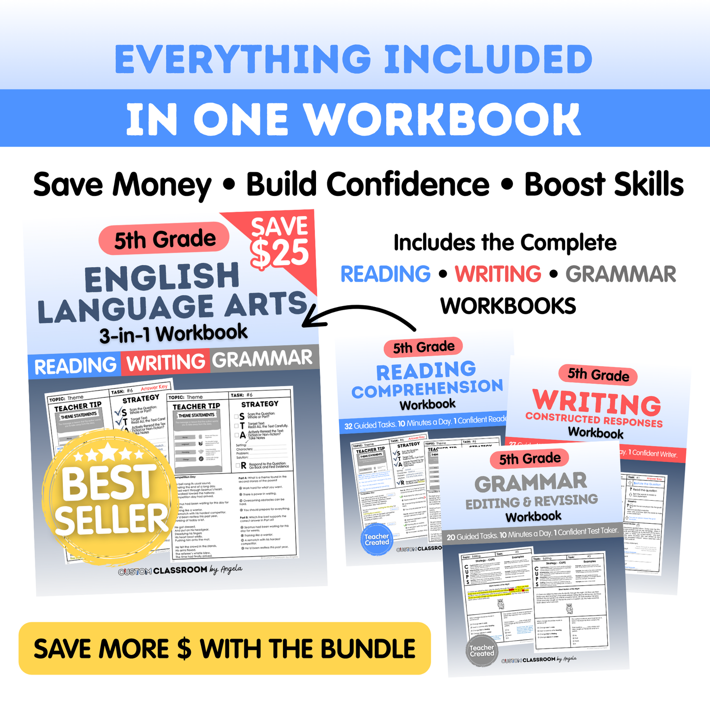5th Grade Reading, Writing & Grammar Bundle