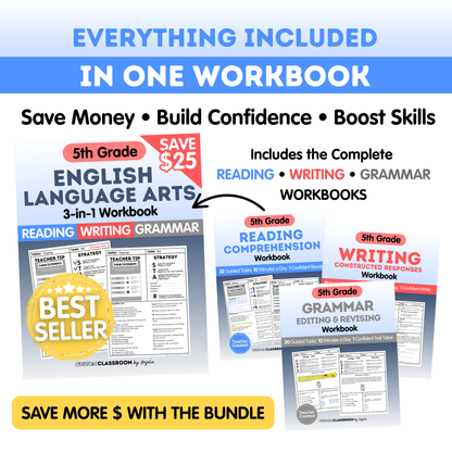 5th Grade Reading, Writing & Grammar Bundle