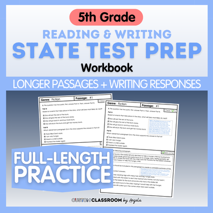 5th Grade Reading & Writing Test Prep Workbook