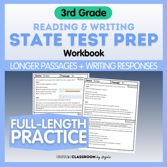 3rd Grade Reading & Writing Test Prep Workbook