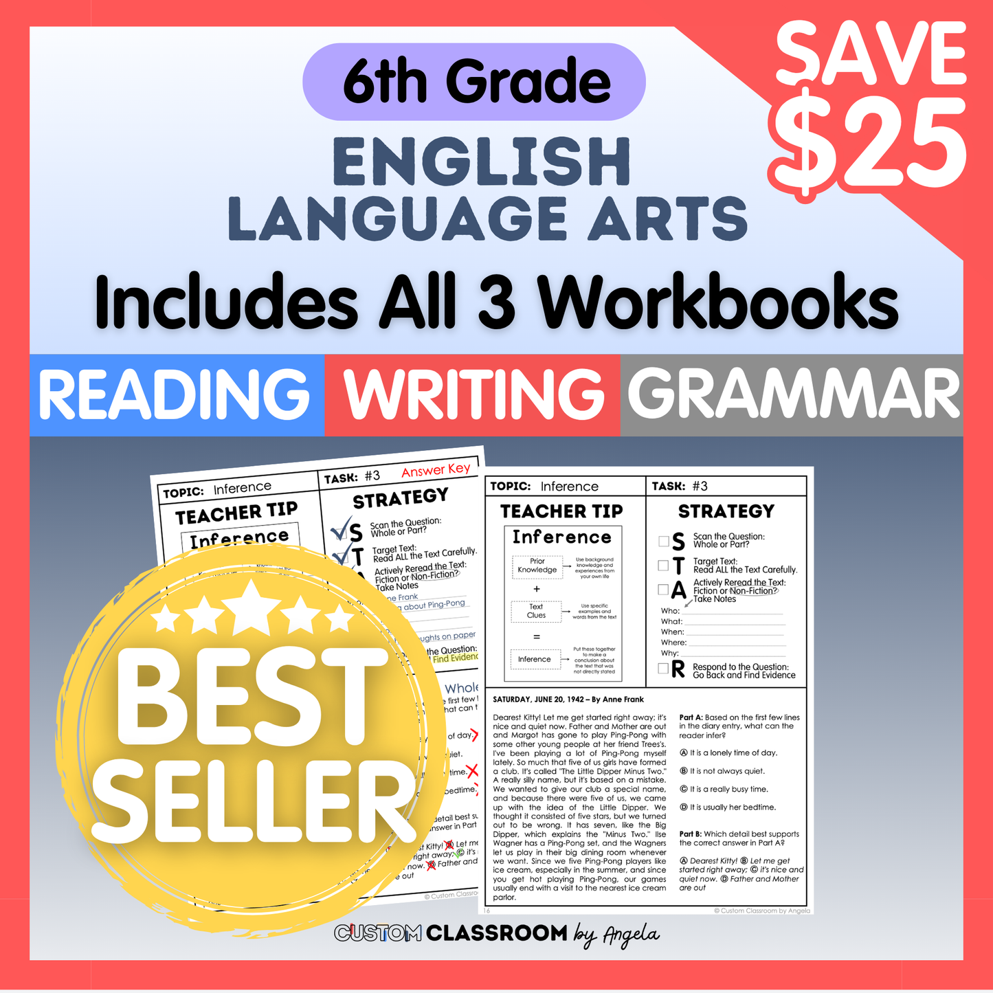 6th Grade Reading, Writing & Grammar Bundle
