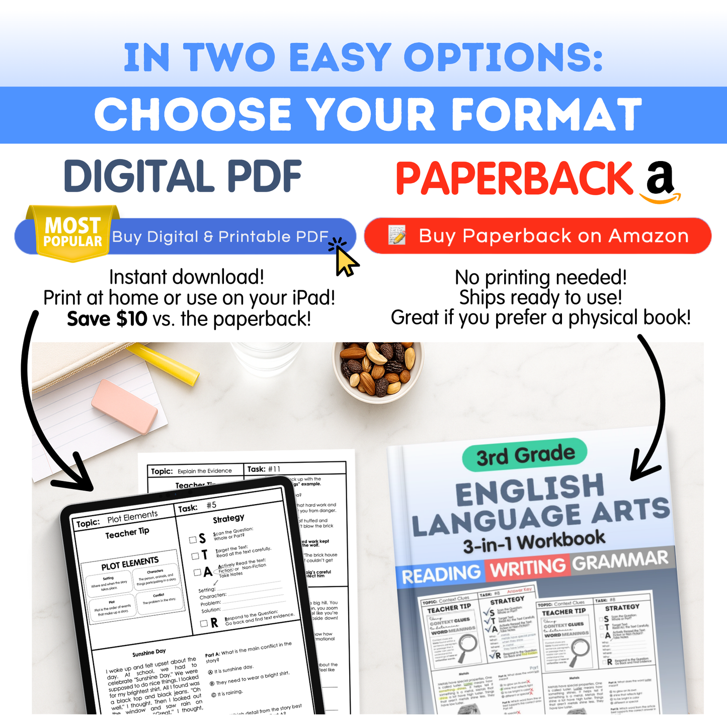 3rd Grade Reading, Writing & Grammar Bundle
