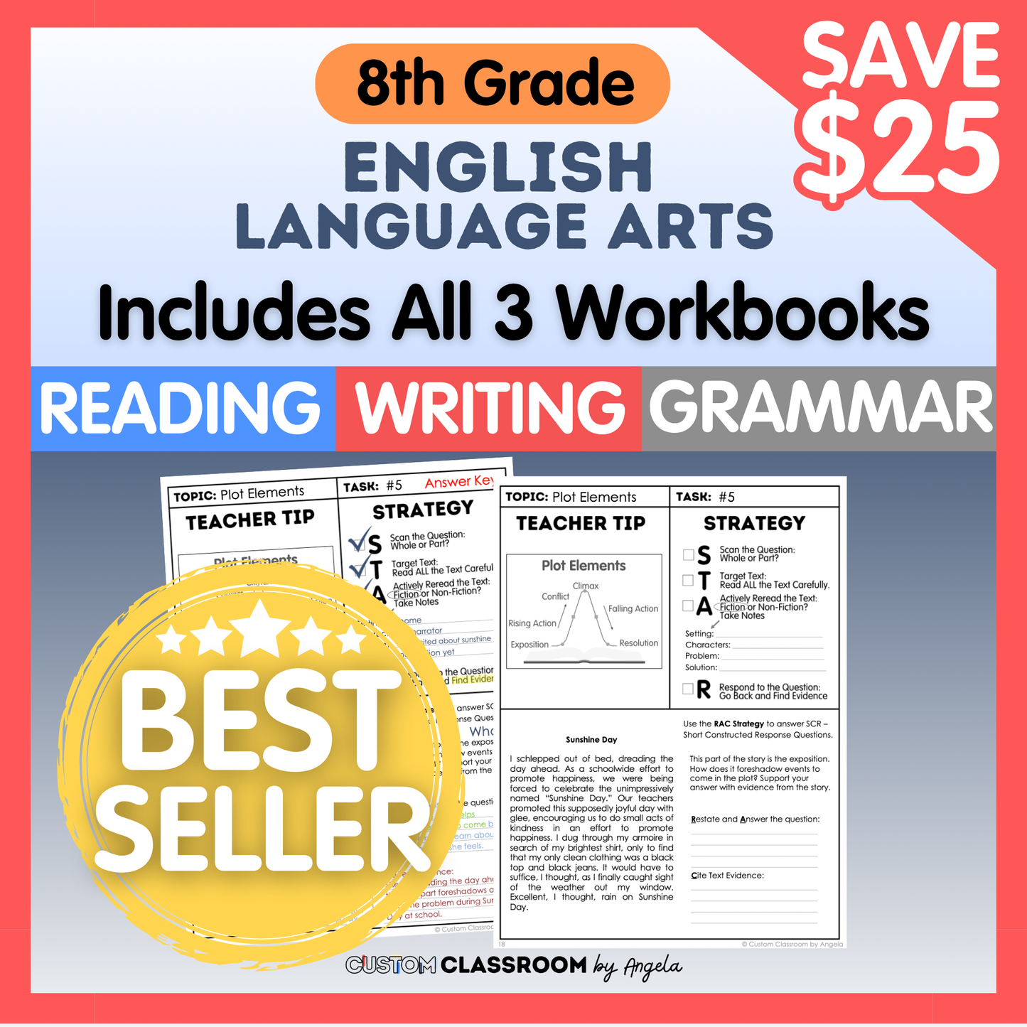 8th Grade Reading, Writing & Grammar Bundle