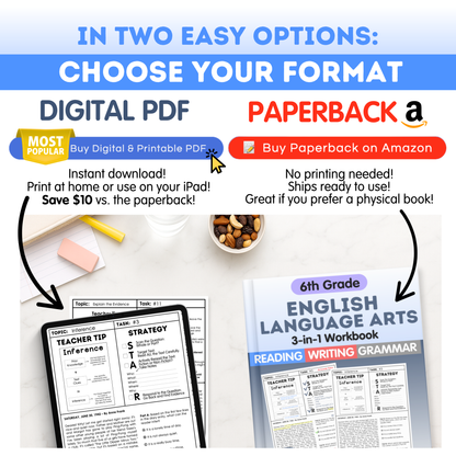 6th Grade Reading, Writing & Grammar Bundle