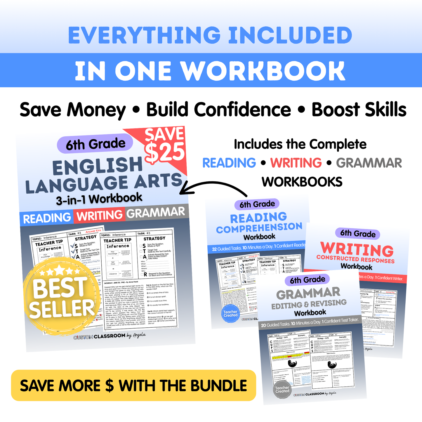 6th Grade Reading, Writing & Grammar Bundle