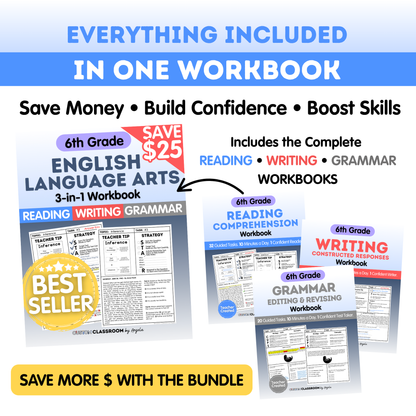 6th Grade Reading, Writing & Grammar Bundle