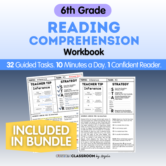 6th Grade Reading Comprehension Workbook