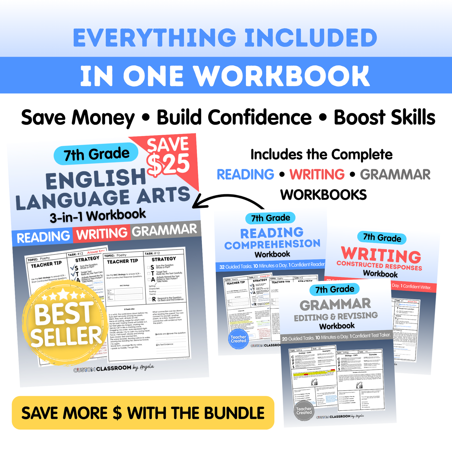 7th Grade Reading, Writing & Grammar Bundle