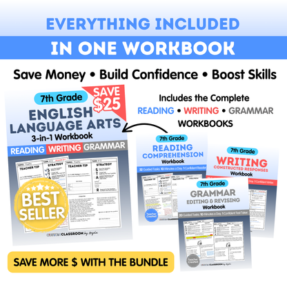 7th Grade Reading, Writing & Grammar Bundle