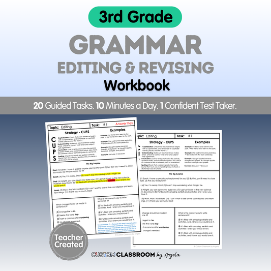 3rd Grade Grammar Workbook (Editing & Revising) - Digital PDF