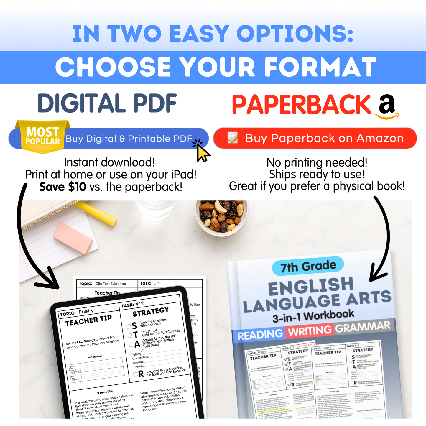 7th Grade Reading, Writing & Grammar Bundle