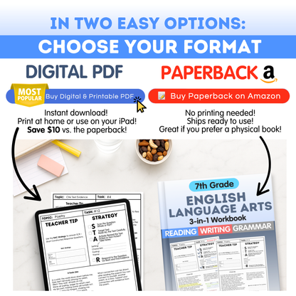 7th Grade Reading, Writing & Grammar Bundle