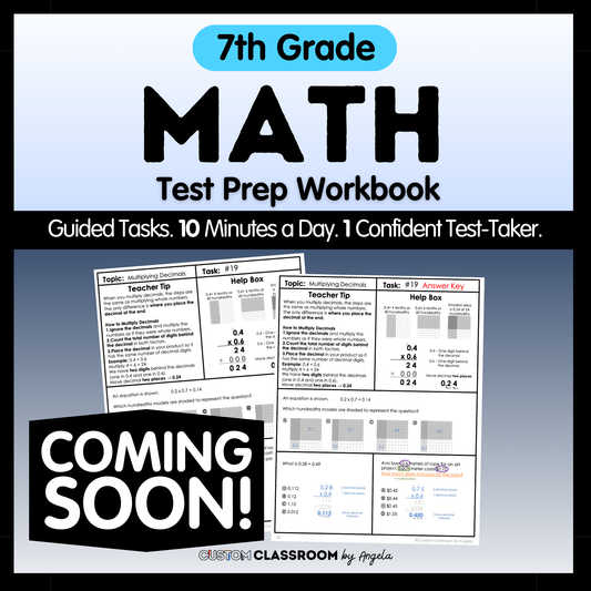 7th Grade Math Test Prep Workbook