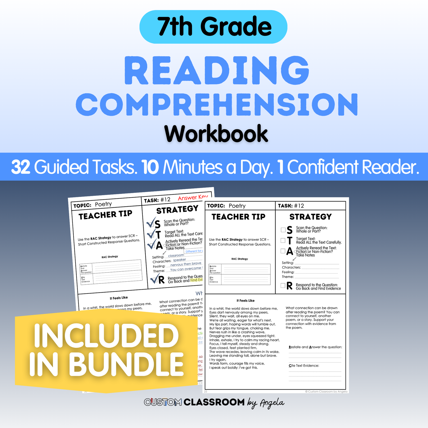 7th Grade Reading Comprehension Workbook