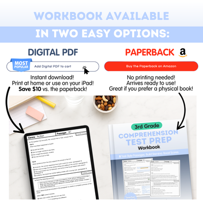 3rd Grade Reading & Writing Test Prep Workbook