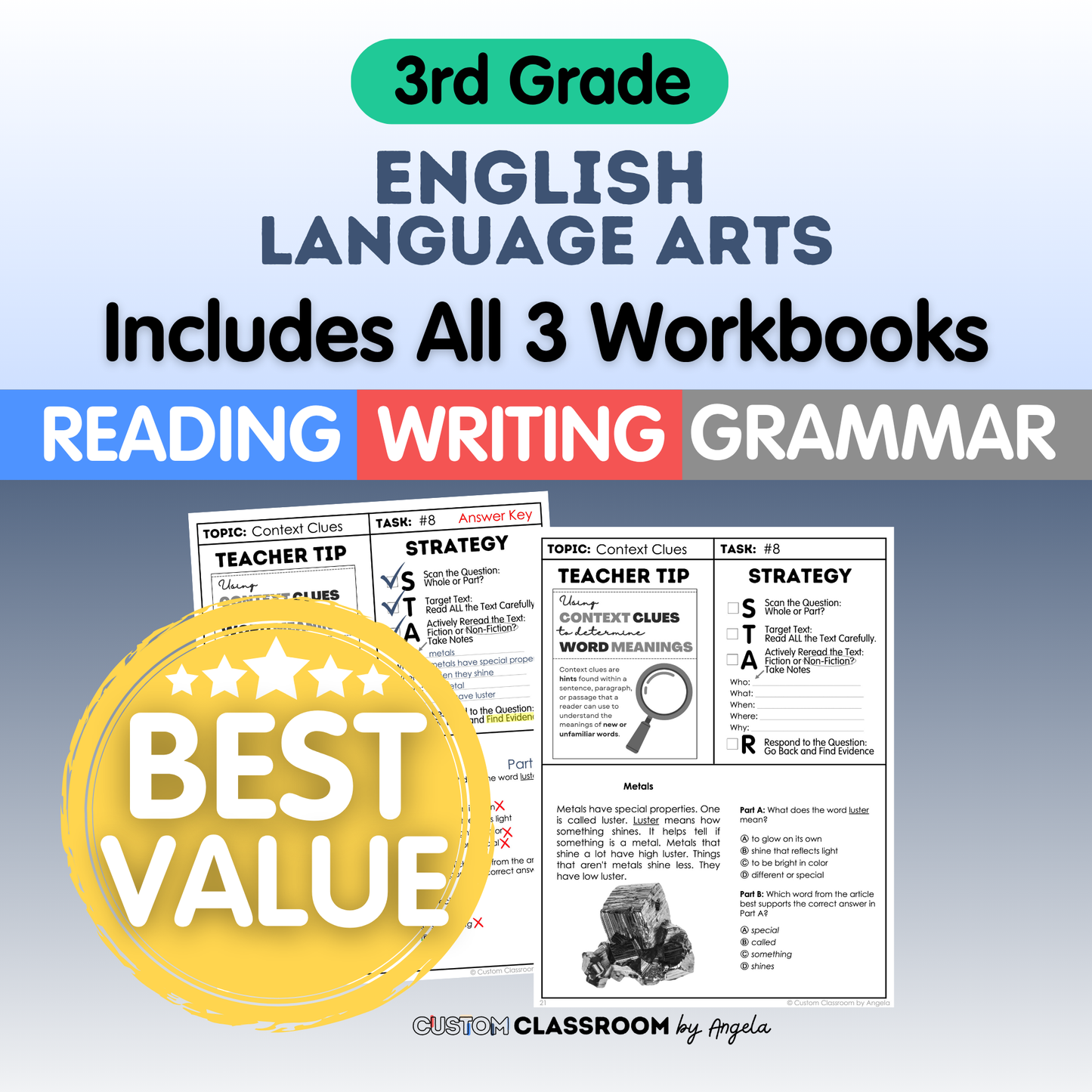 3rd Grade Reading, Writing & Grammar Bundle
