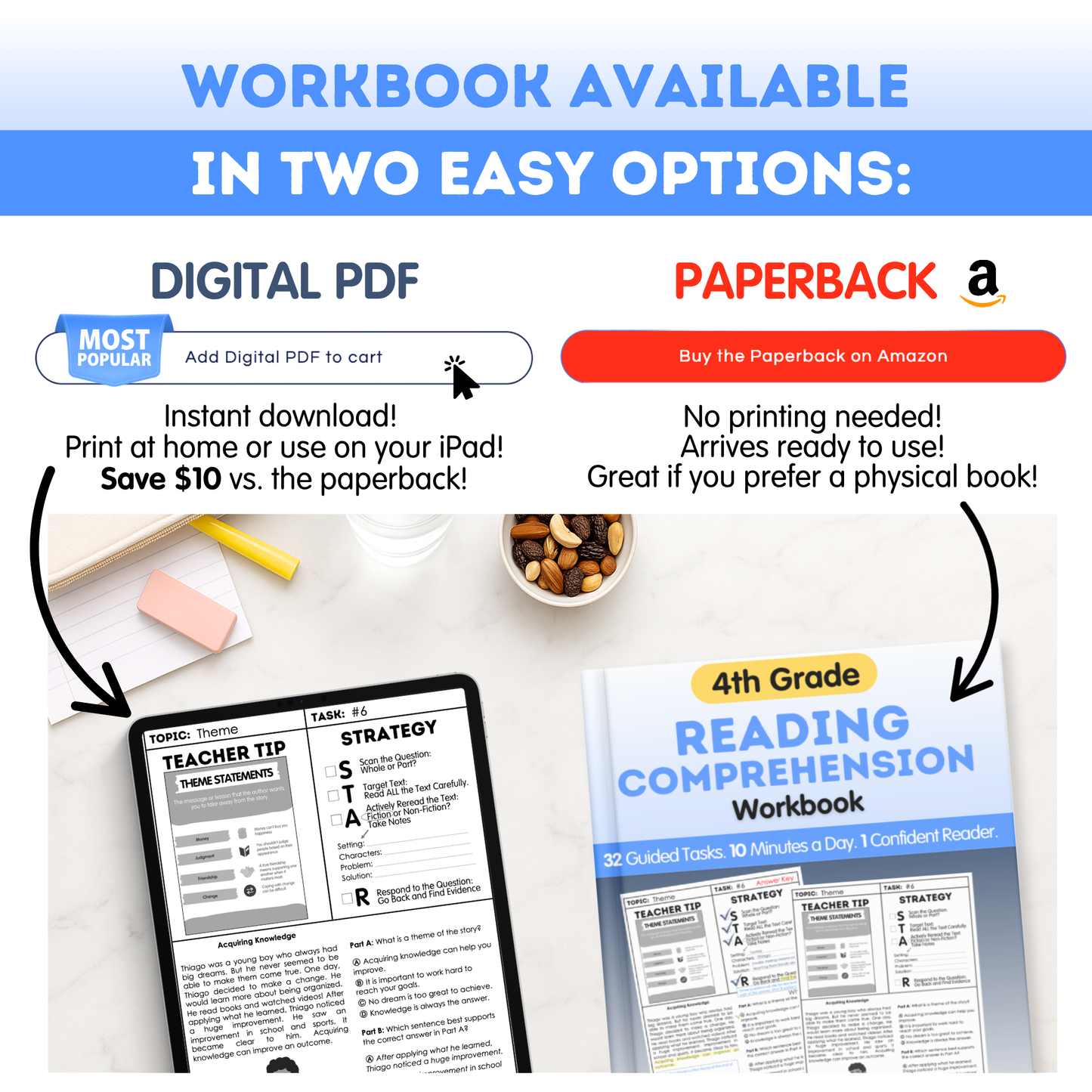 4th Grade Reading Comprehension Workbook