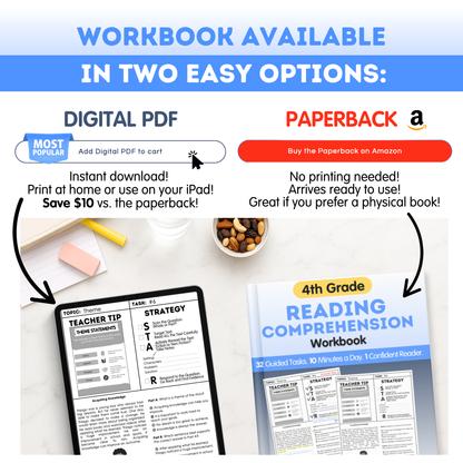 4th Grade Reading Comprehension Workbook