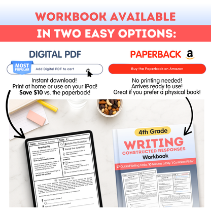 4th Grade Writing Workbook - Digital PDF