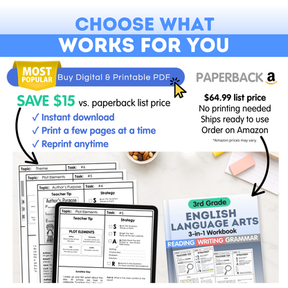 3rd Grade Reading, Writing & Grammar Bundle