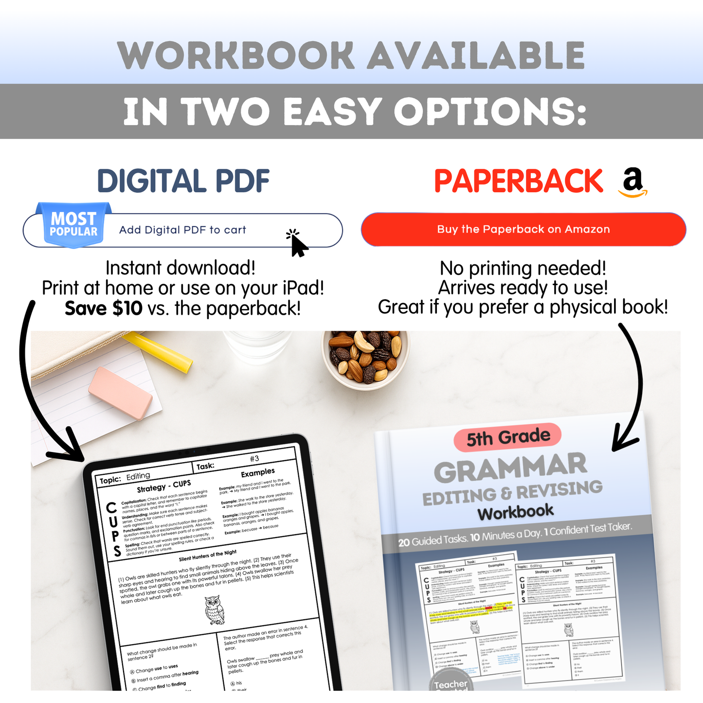 5th Grade Grammar Workbook (Editing & Revising)