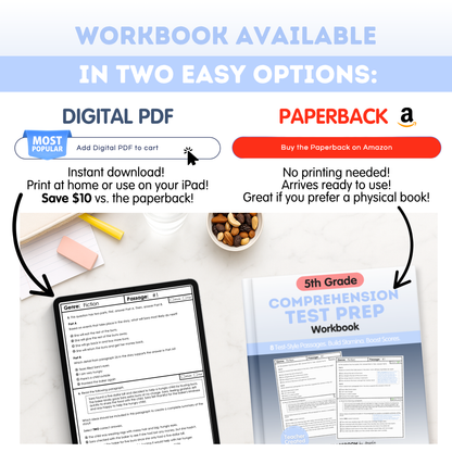 5th Grade Reading & Writing Test Prep Workbook