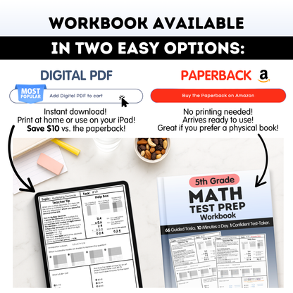 5th Grade Math Test Prep Workbook