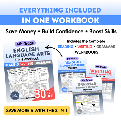 6th Grade Reading Comprehension Workbook