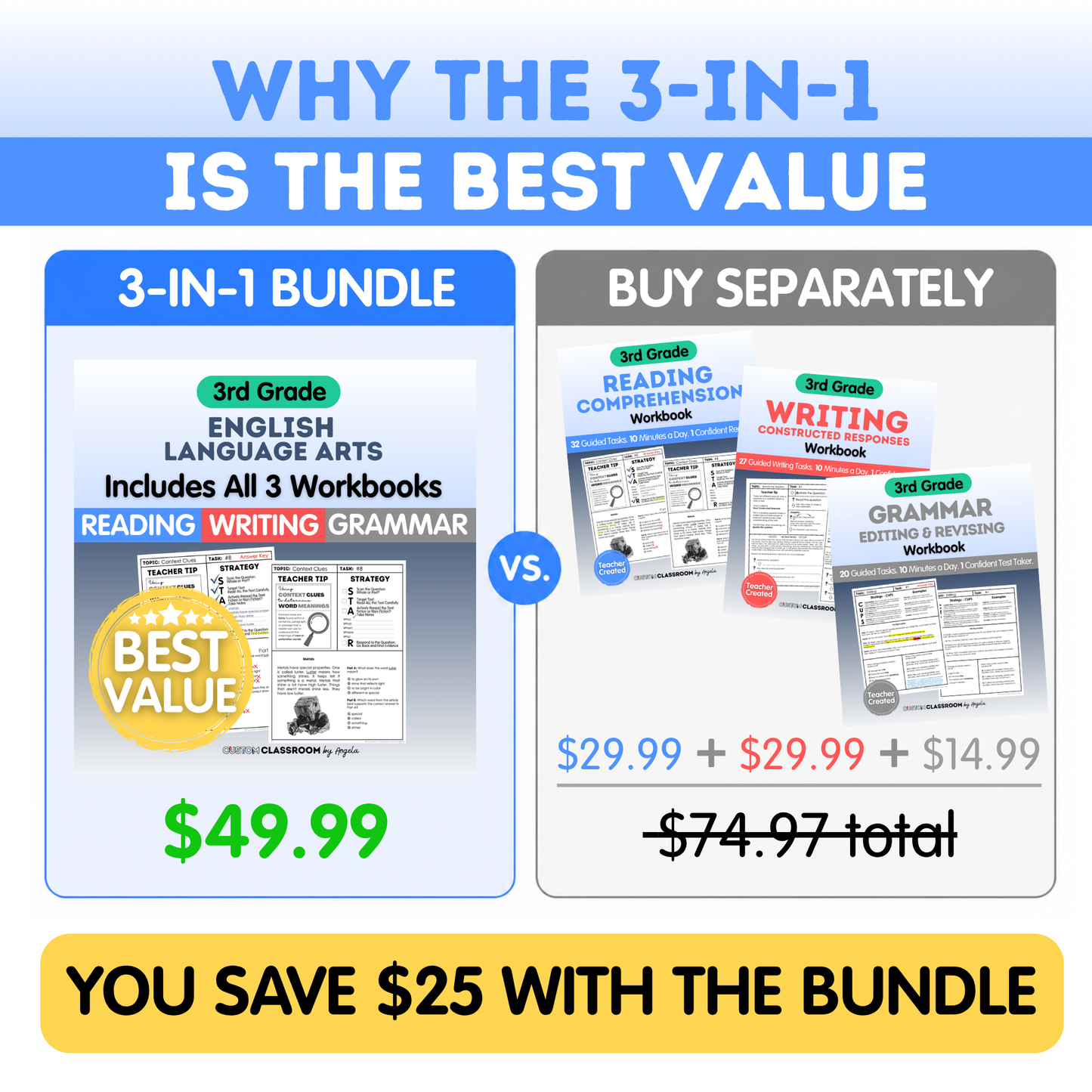 3rd Grade Reading, Writing & Grammar Bundle
