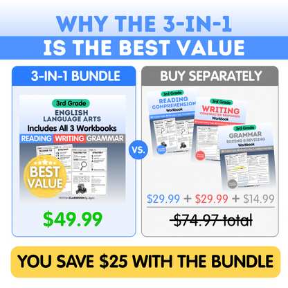 3rd Grade Reading, Writing & Grammar Bundle