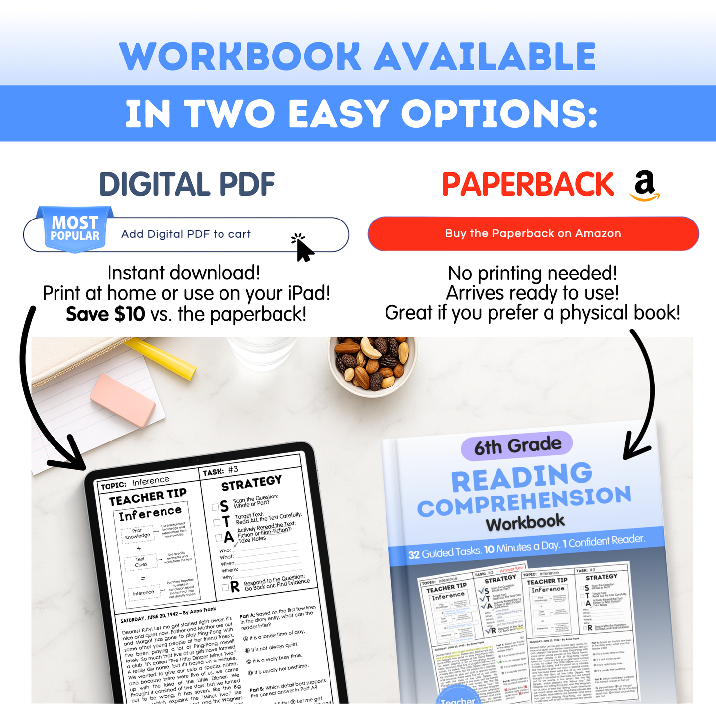 6th Grade Reading Comprehension Workbook