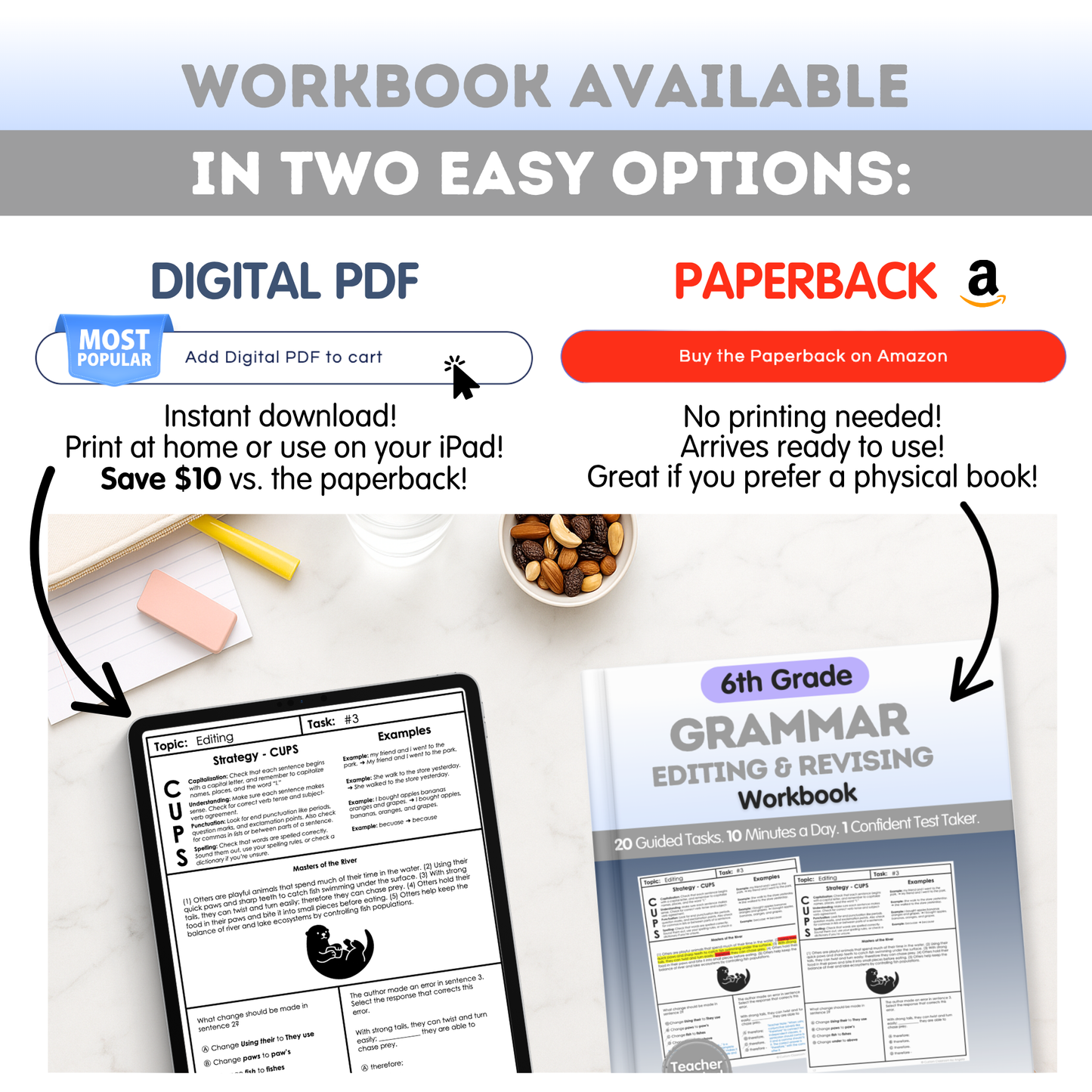 6th Grade Grammar Workbook (Editing & Revising) - Digital PDF