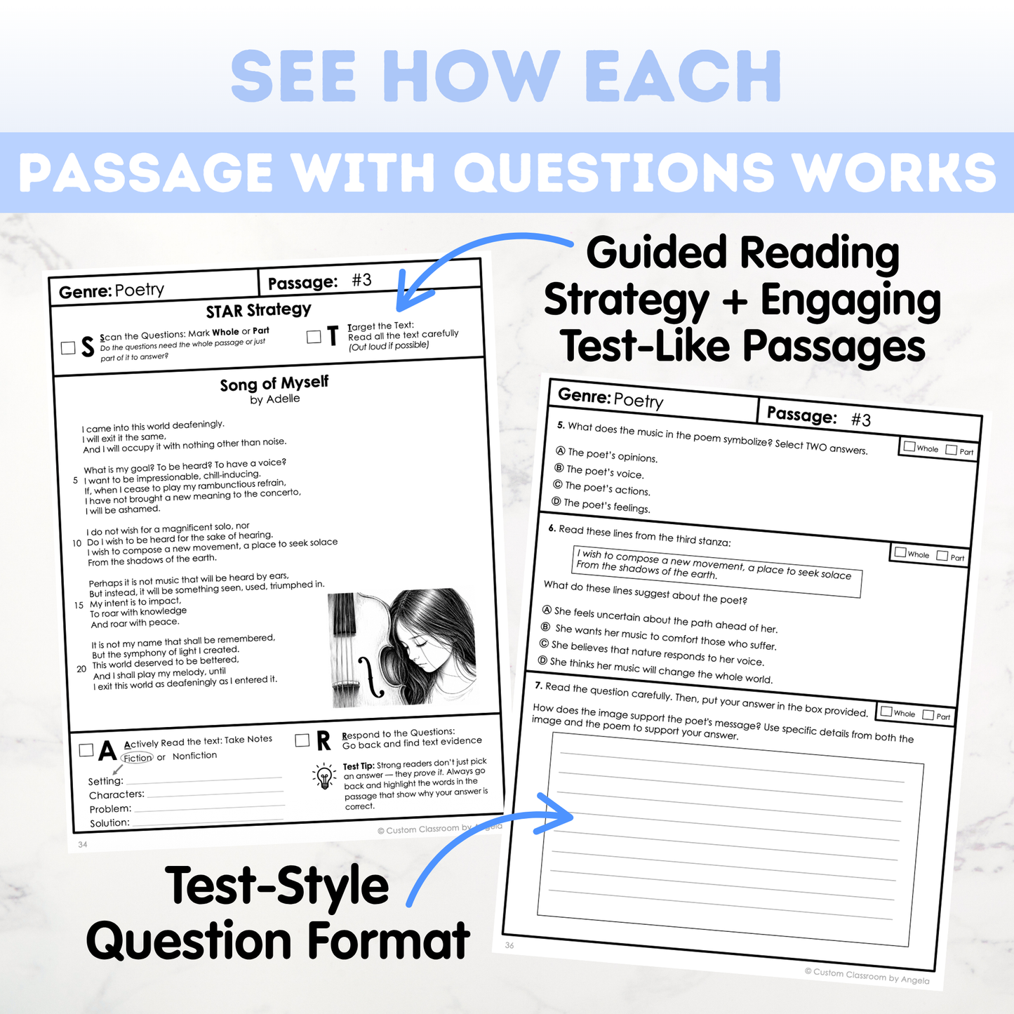 10th Grade Comprehension Test Prep Passages Workbook Digital PDF