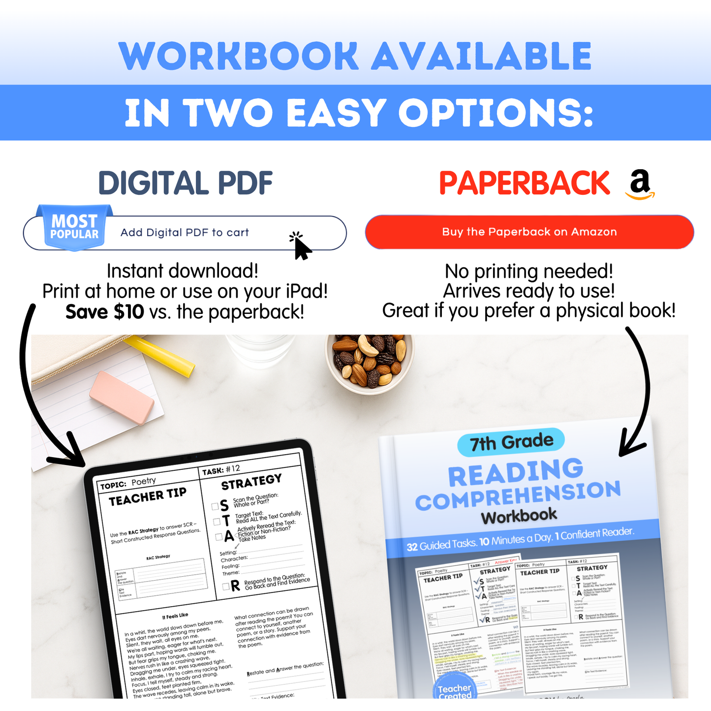 7th Grade Reading Comprehension Workbook