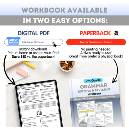 7th Grade Grammar Workbook (Editing & Revising)
