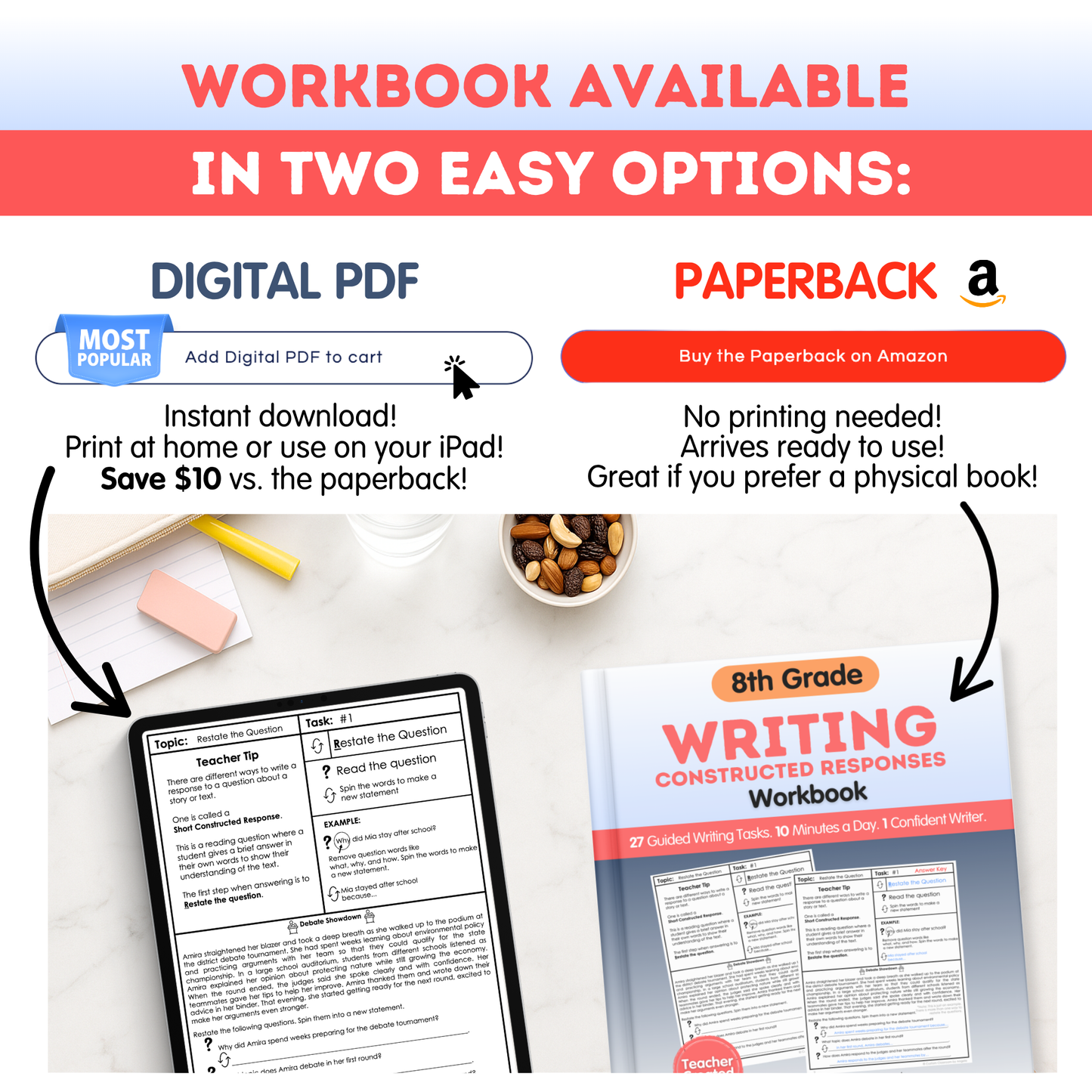 8th Grade Writing Workbook - Digital PDF